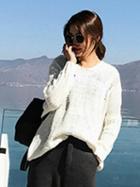 Choies White Ripped Hooded Knit Sweater