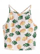 Choies White Pineapple Print Racer Back Cami Crop Top