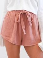 Choies Pink Textured Tie Belt Culotte Shorts