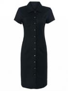 Choies Black Button Front Short Sleeve Midi Bodycon Dress