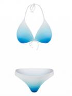 Choies Blue Dip Dye Triangle Padded Bikini Top And Bottom