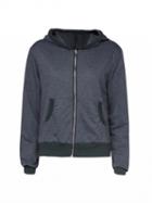 Choies Gray Contrast Angel Wings Print Zip Up Hoodie