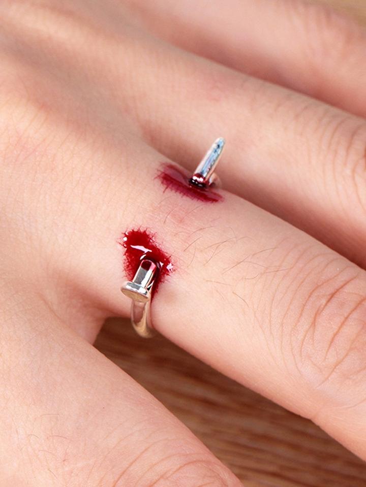Choies Silver Nail Shape Open Slot Halloween Ring