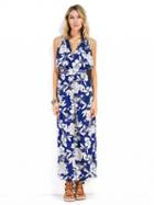 Choies Dark Blue Floral Print Multi Strap Wide Leg Sleeveless Jumpsuit
