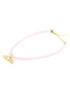 Choies Pink Winged Heart Drop Strap Choker Necklace