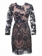 Choies Black Long Sleeve Lace Mini Dress