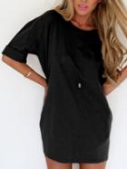 Choies Black Half Sleeve Tee Dress-top