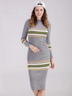 Choies Gray High Neck Stripe Long Sleeve Bodycon Knitted Dress