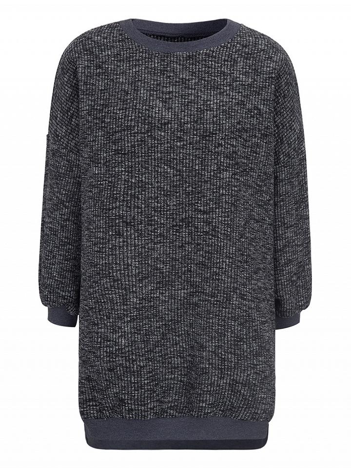 Choies Black Balloon Sleeve Dipped Back Split Side Knitted Sweater