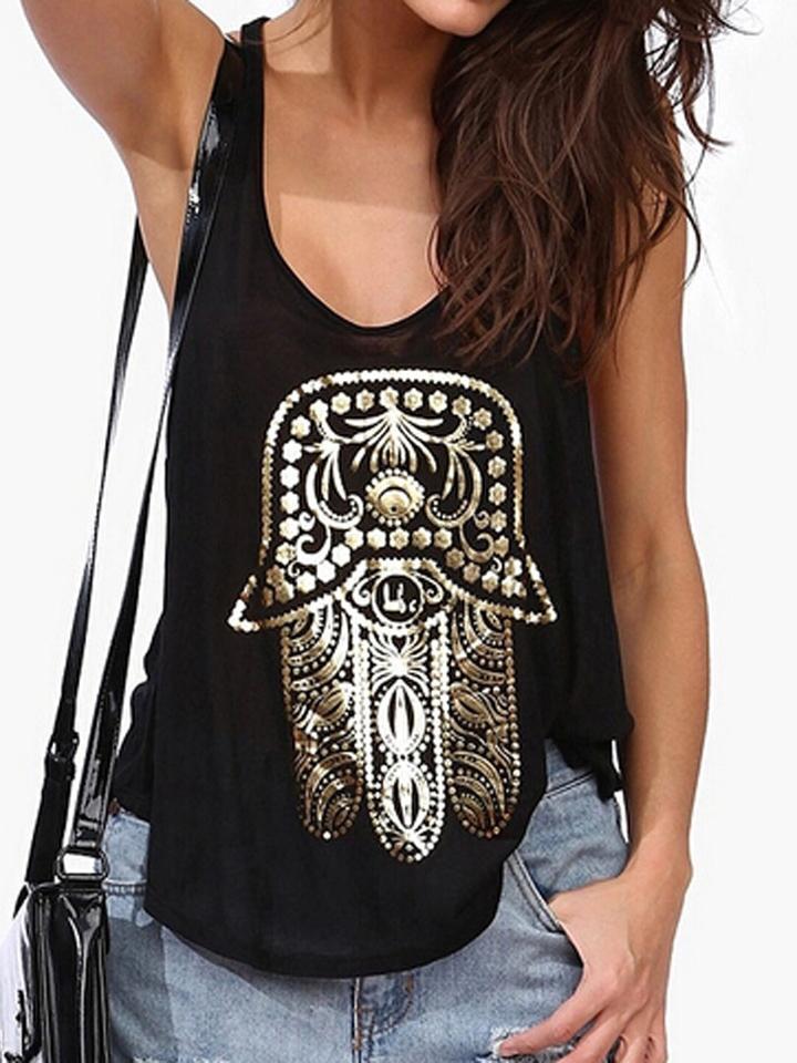 Choies Black Scoop Neck Extreme Racer Back Loose Vest