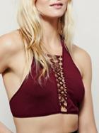Choies Red Lattice Front Racer Back Ribbed Crop Top