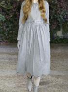 Choies Gray Wool Blend Long Sleeve Chic Women Midi Dress