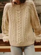 Choies Beige Long Sleeve Chic Women Knit Sweater