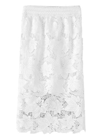 Choies White Crochet Lace Hollow Straight Skirt