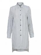 Choies Monochrome Stripe Side Split Dipped Hem Shirt Dress