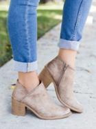 Choies Khaki Zip Side Fastening Pointed Toe Pu Ankle Boots