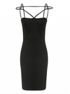 Choies Black V-neck Strap Detail Bodycon Mini Dress