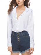 Choies White Button Front Long Sleeve Shirt