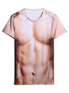 Choies Multicolor 3d Muscle Print Short Sleeve T-shirt