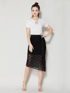 Choies Black Lace Ring Belt Asymmetric Hem Split Skirt