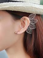 Choies Silver Statement Ball Detail Leaf Ear Cuff
