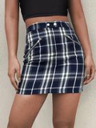 Choies Gray Plaid High Waist Mini Skirt
