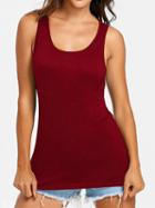 Choies Red Scoop Neck Cut Out Back Tank Top
