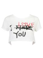 Choies White Letter Print Cropped T-shirt
