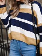 Choies Khaki Stripe Long Sleeve Chic Women Knit Sweater