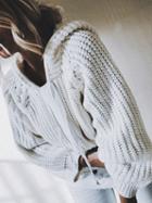 Choies White Long Sleeve Chic Women Knit Sweater