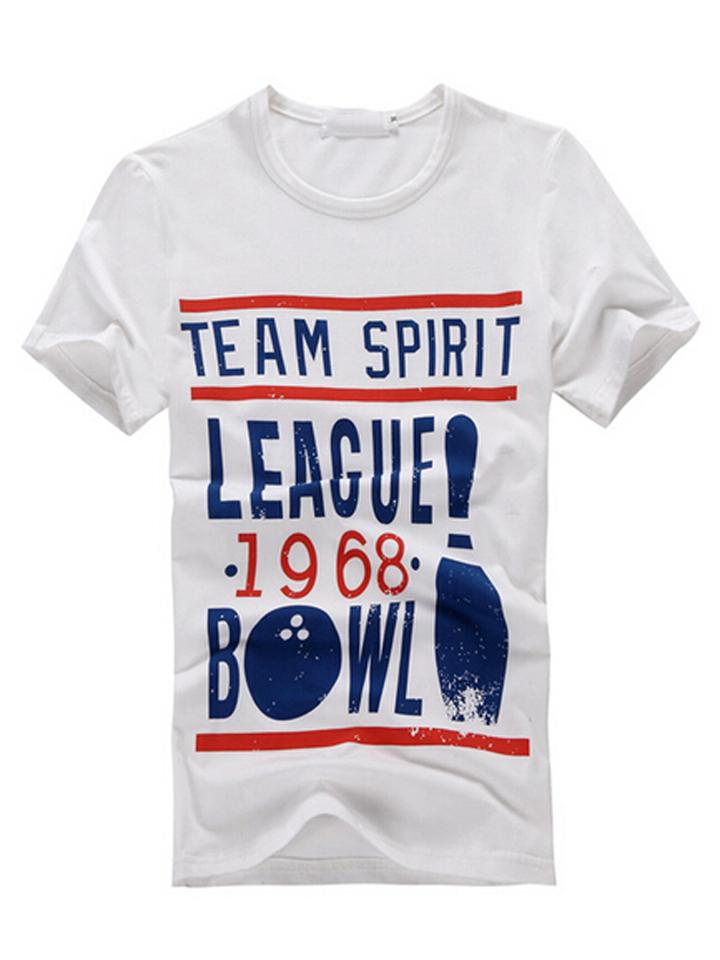 Choies White Bowling And Letter Number Print Short Sleeve T-shirt