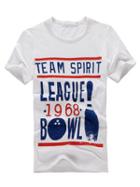 Choies White Bowling And Letter Number Print Short Sleeve T-shirt