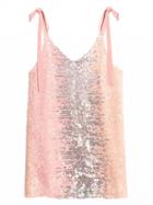 Choies Pink V-neck Tie Neck Sequin Detail Mini Dress