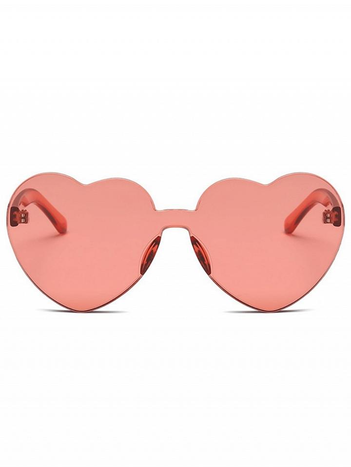 Choies Light Red Heart Frame Sunglasses