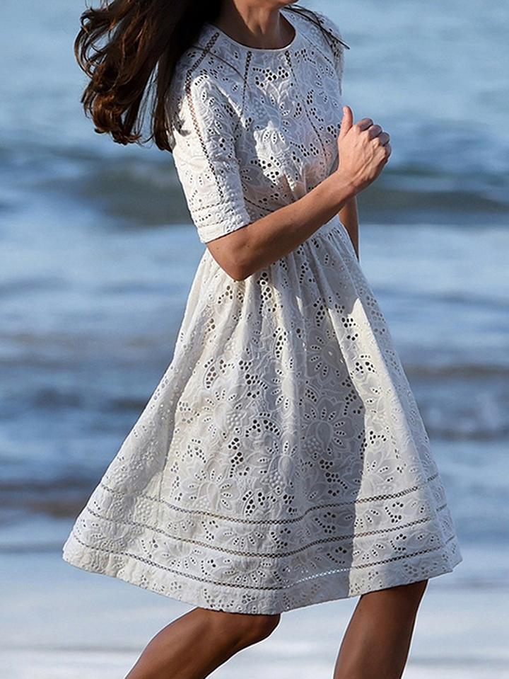 Choies White Cut Out Detail Chic Women Lace Dress