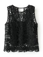 Choies Black Cut Out Back Crochet Lace Vest