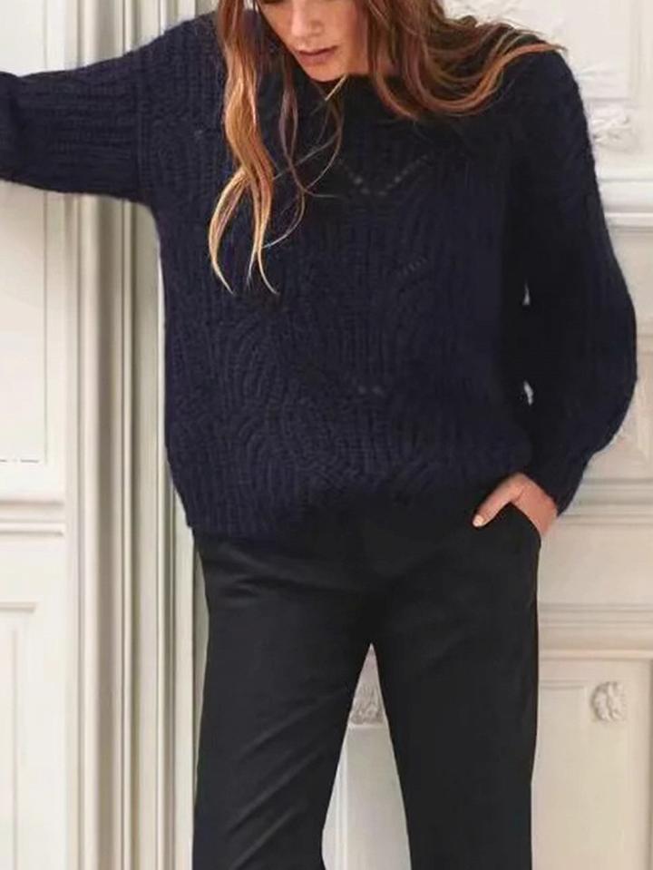 Choies Black Crew Neck Long Sleeve Women Knit Sweater