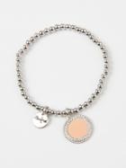Choies Nude Stone And Crystal Embellished Pendant Chain Bracelet