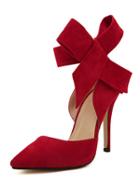 Choies Red Detachable Bow Embellishment High Heeled Pumps