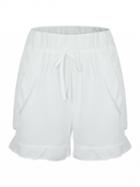 Choies White Drawstring Ruffle Shorts