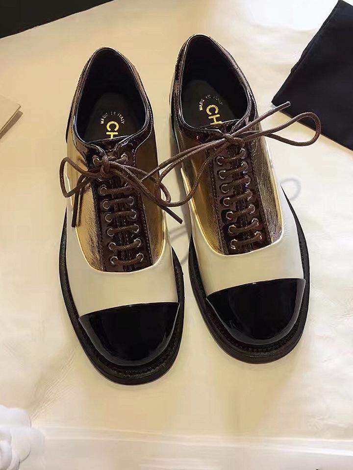Choies Golden Contrast Lace Up Brogue Shoes