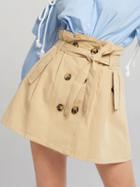 Choies Khaki High Waist Double Breasted Front Chic Women Mini Skirt