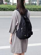 Choies Black Zip Detail Denim Backpack