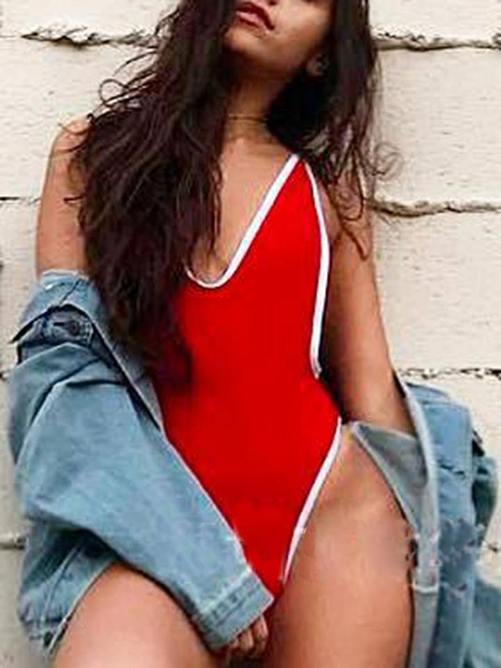 Choies Red Open Back Swimsuit