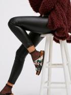 Choies Black High Waist Fleece Skinny Pu Pants