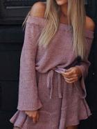 Choies Purple Off Shoulder Flare Sleeve Chic Women Knit Mini Dress