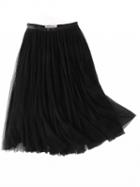 Choies Black High Waist Overlay Mesh Pleated Skirt