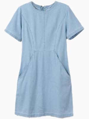 Choies Denim Shift Dress With Pocket