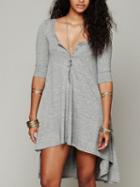 Choies Gray Half Sleeve Hi-lo Dress