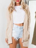 Choies Beige Open Front Longline Cardigan